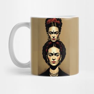 Frida's Dual Essence: Surreal Portrait Mug